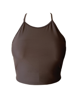 CROPPED HIGH NECK TOP - Espresso