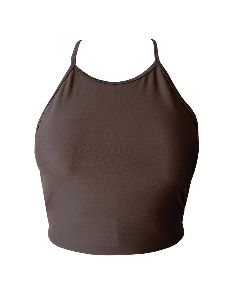 CROPPED HIGH NECK TOP - Espresso