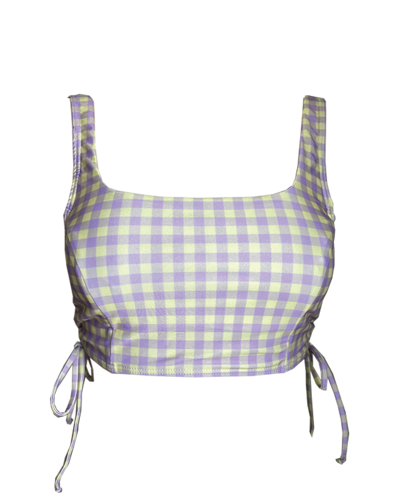 PULLOVER BIKINI TOP - Gingham Lilac