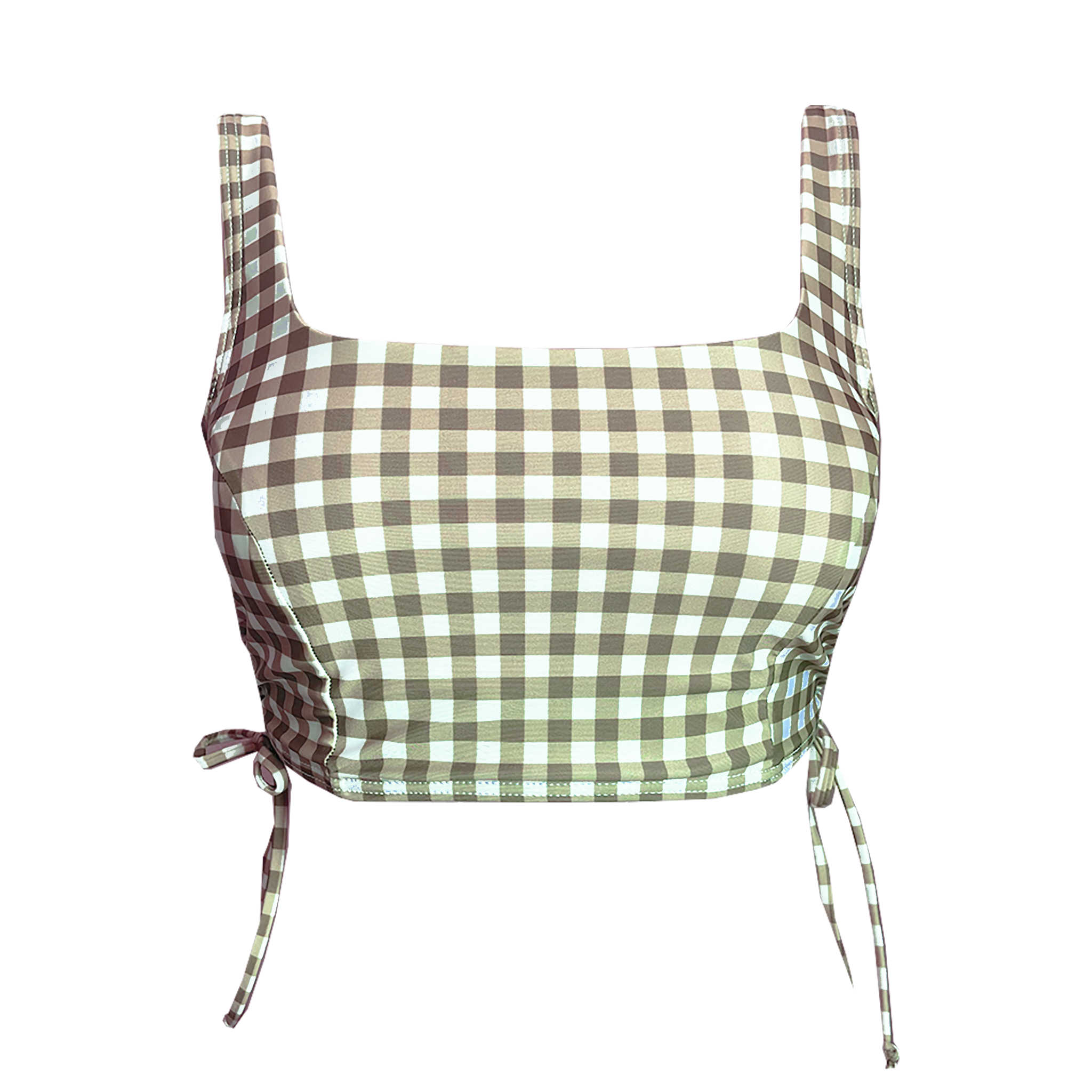 ミラスイム　MYRIAM SWIM PULLOVER BIKINI TOP - Gingham Olive – myriam swim