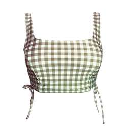 PULLOVER BIKINI TOP - Gingham Olive